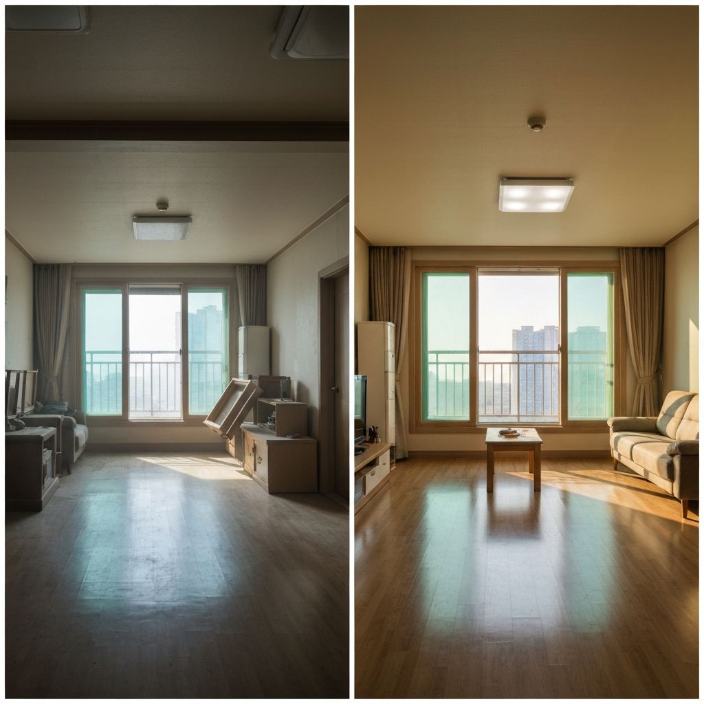 이사청소 전후 비교 - 거실 완벽 청소